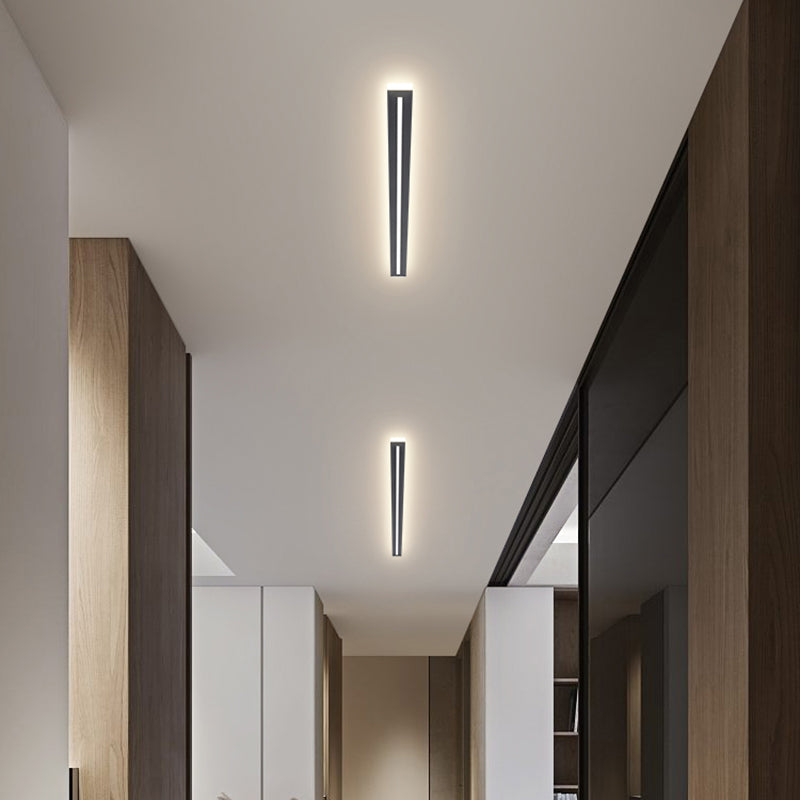 Minimalism Linear Flush Mount Ceiling Light Fixture in Black for Hallway