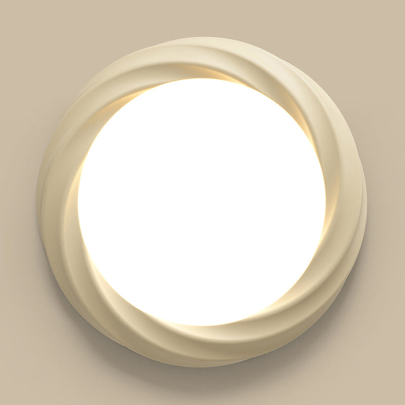 Nordic Style Round Flush Mount Ceiling Light Fixture with Resin for Bedroom