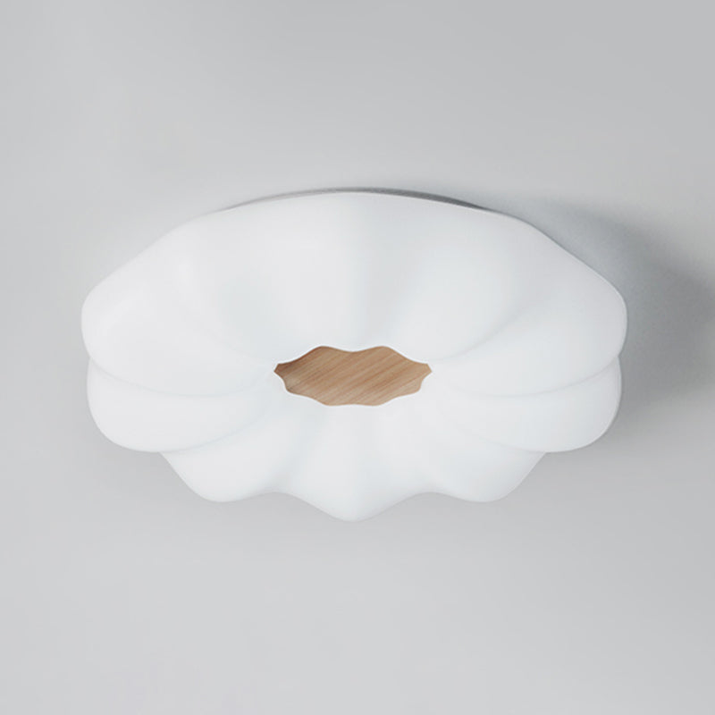 Modernism Pumpkin Shaped Ceiling Mounted Fixture with Wood for Bedroom