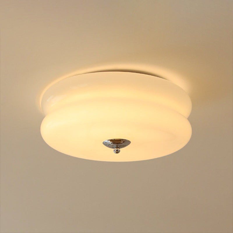 Unique Shape Flush Ceiling Lights Modern Glass Flush Mount Lighting in White Finish