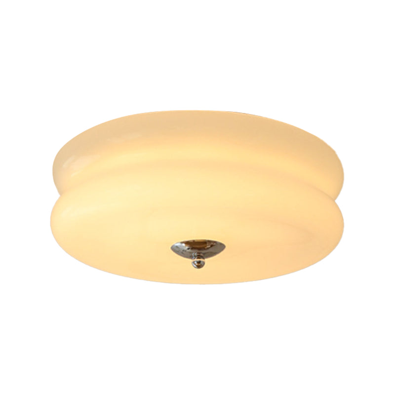 Unique Shape Flush Ceiling Lights Modern Glass Flush Mount Lighting in White Finish