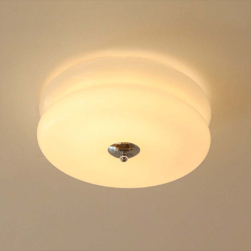 Unique Shape Flush Ceiling Lights Modern Glass Flush Mount Lighting in White Finish