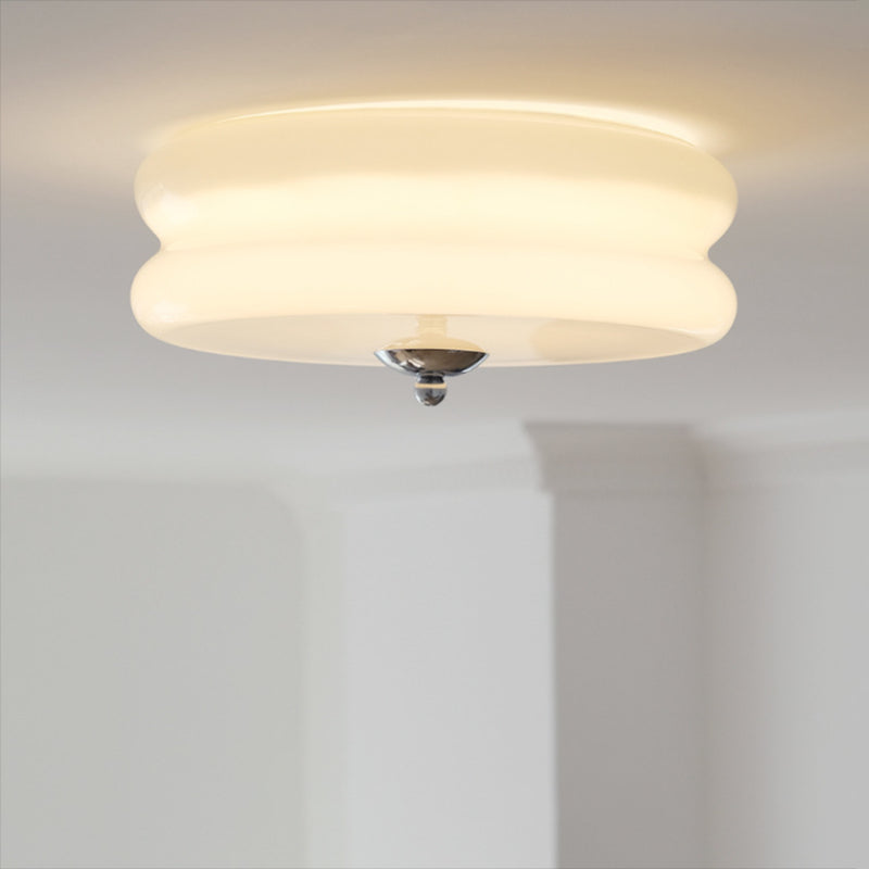 Unique Shape Flush Ceiling Lights Modern Glass Flush Mount Lighting in White Finish