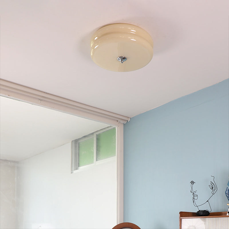 Unique Shape Flush Ceiling Lights Modern Glass Flush Mount Lighting in White Finish