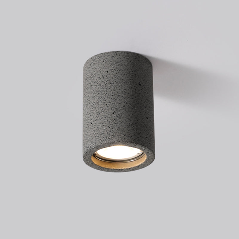 Cement Cylinder Flush Mount Minimalist 1 - Light Ceiling Flush in White / Grey