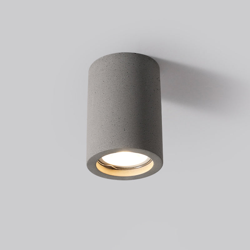 Cement Cylinder Flush Mount Minimalist 1 - Light Ceiling Flush in White / Grey