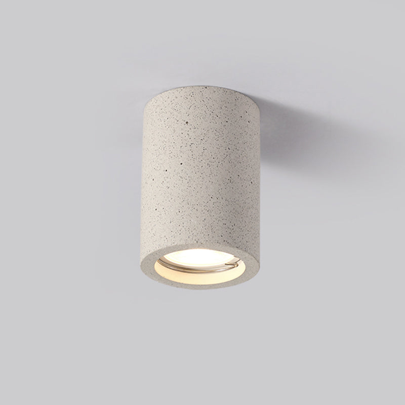 Cement Cylinder Flush Mount Minimalist 1 - Light Ceiling Flush in White / Grey