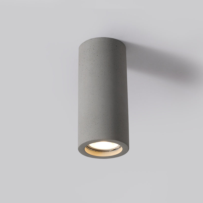 Cement Cylinder Flush Mount Minimalist 1 - Light Ceiling Flush in White / Grey