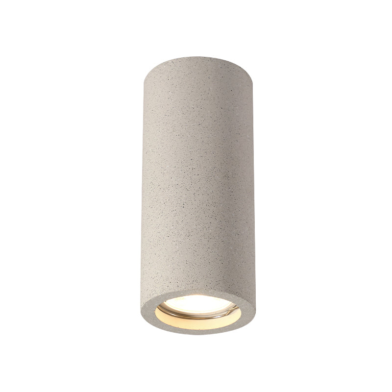 Cement Cylinder Flush Mount Minimalist 1 - Light Ceiling Flush in White / Grey