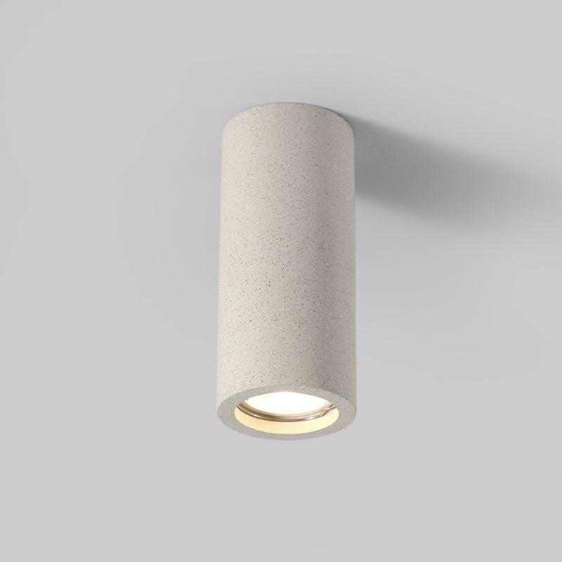 Cement Cylinder Flush Mount Minimalist 1 - Light Ceiling Flush in White / Grey