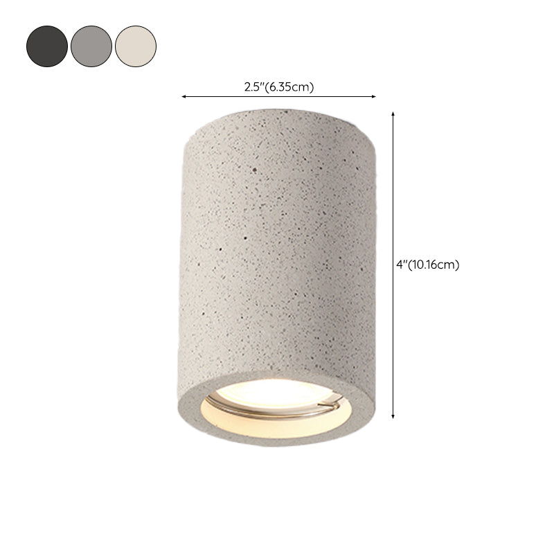 Cement Cylinder Flush Mount Minimalist 1 - Light Ceiling Flush in White / Grey