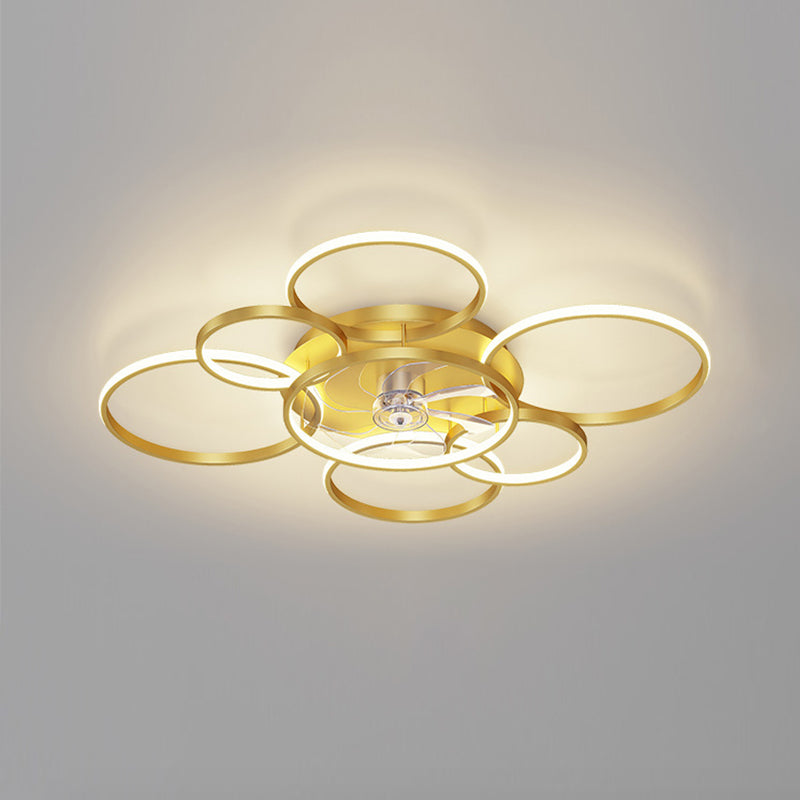 Modern 7-Light Golden/Black Ceiling Fan Lamp LED Ceiling Fan Light for Living Room