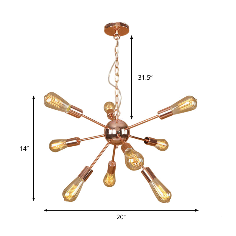 Kupfer/Chrom 9/12 Lichter Kronleuchter Lampe Retro Stylish Metal Sputnik Deckenheizlicht über Tisch