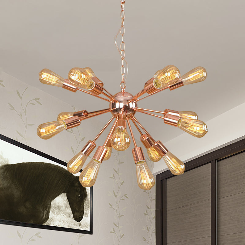 18/21 Lichten Iron Chandelier Light Farmhouse koper/gouden afwerking Sputnik plafondarmatuur voor eetkamer