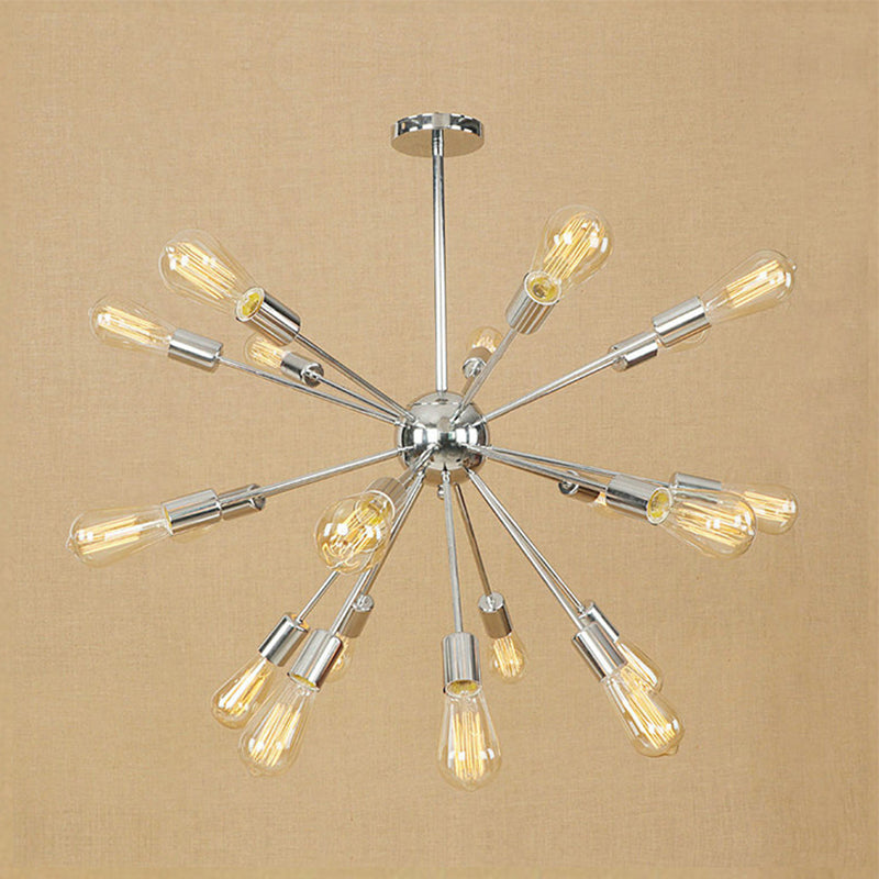 18/21 Lumières Iron Chandelier Light Farmhouse Copper / Gol Finish Sputnik Plafond Plafond pour salle à manger