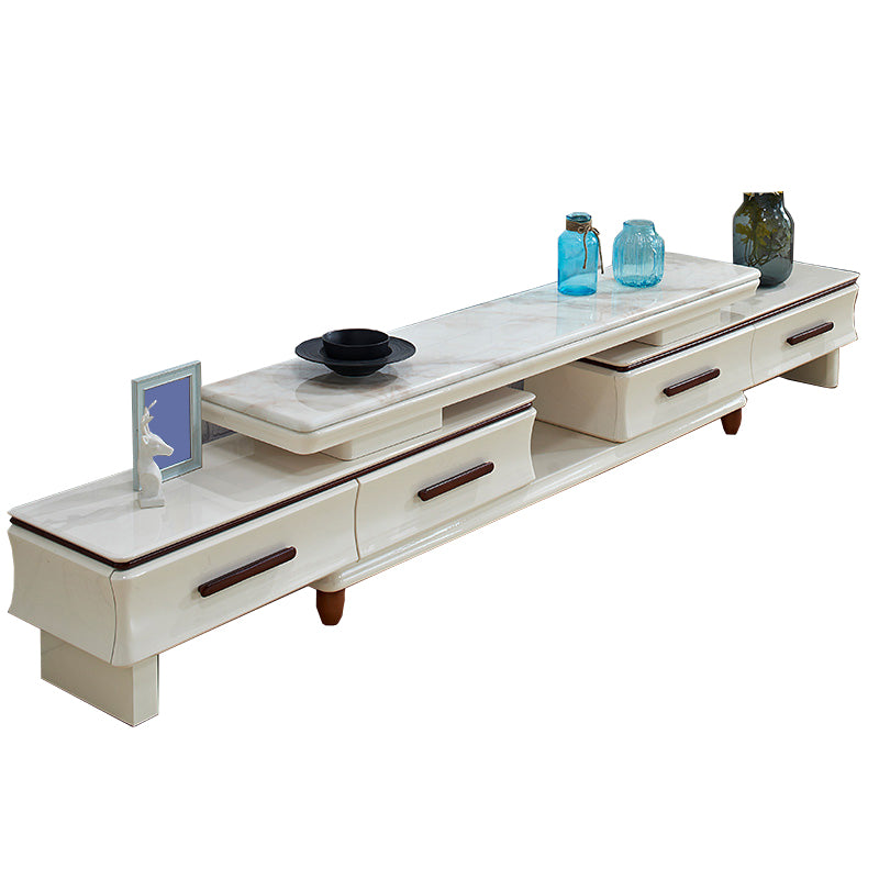 Contemporary TV Media Console Stone Stand Console with 4 Drawers