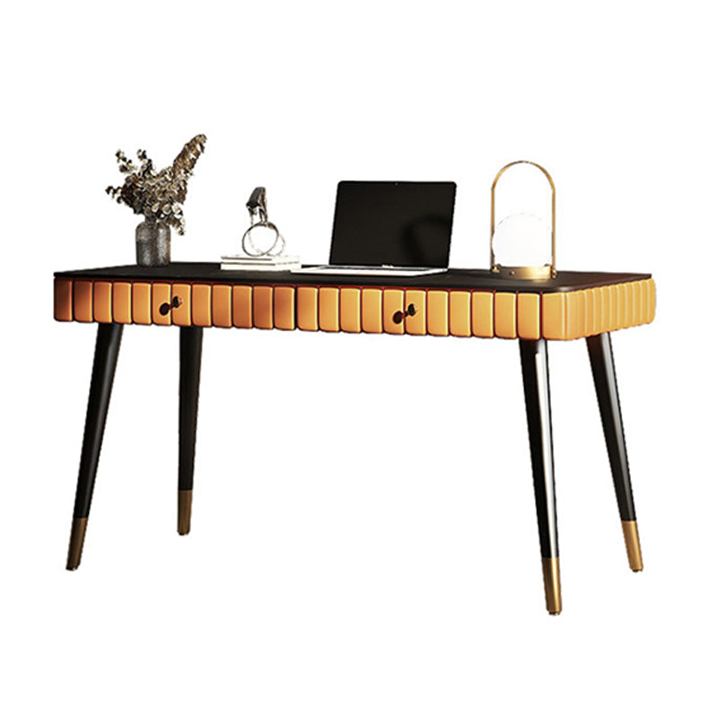 Curved Metal Office Desk Glam Style Stone Writing Desk for Office