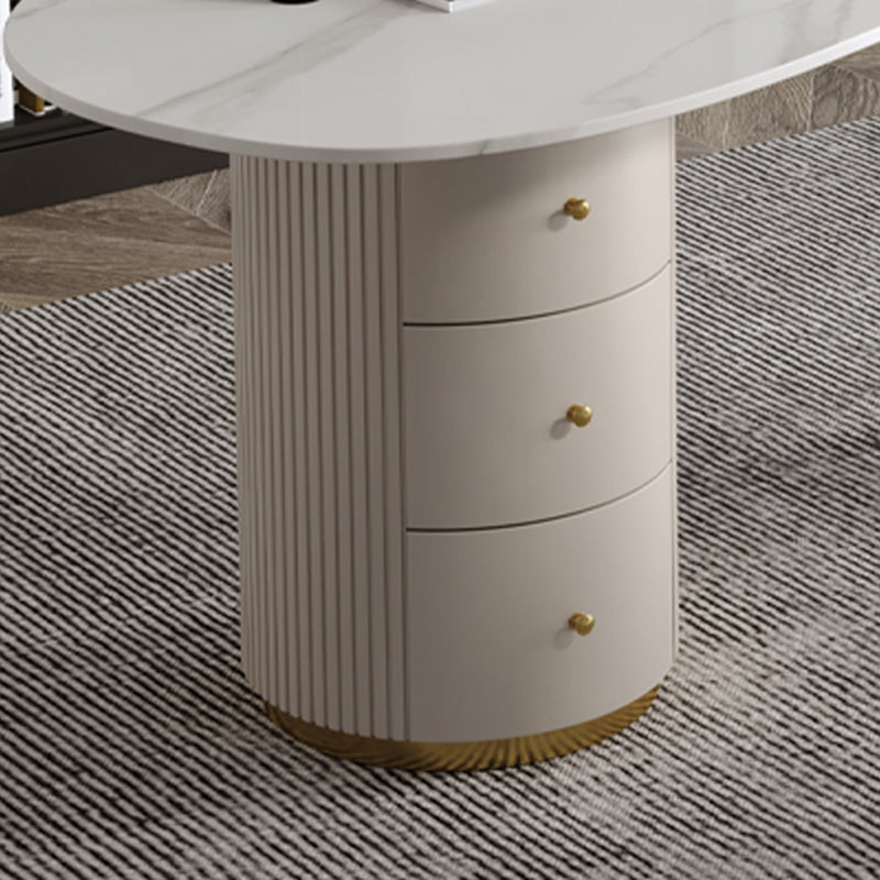 Glam Style Stone Writing Desk Engineered Wood Office Desk for Home