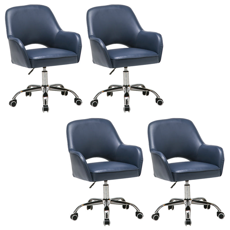 Contemporary Armless Office Chair Leather Distressing Ergonomic Desk Chair with Wheels