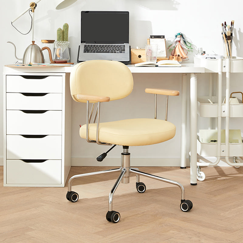 Modernism Fixed Arms Office Chair Desk Chair with Wheels for Home