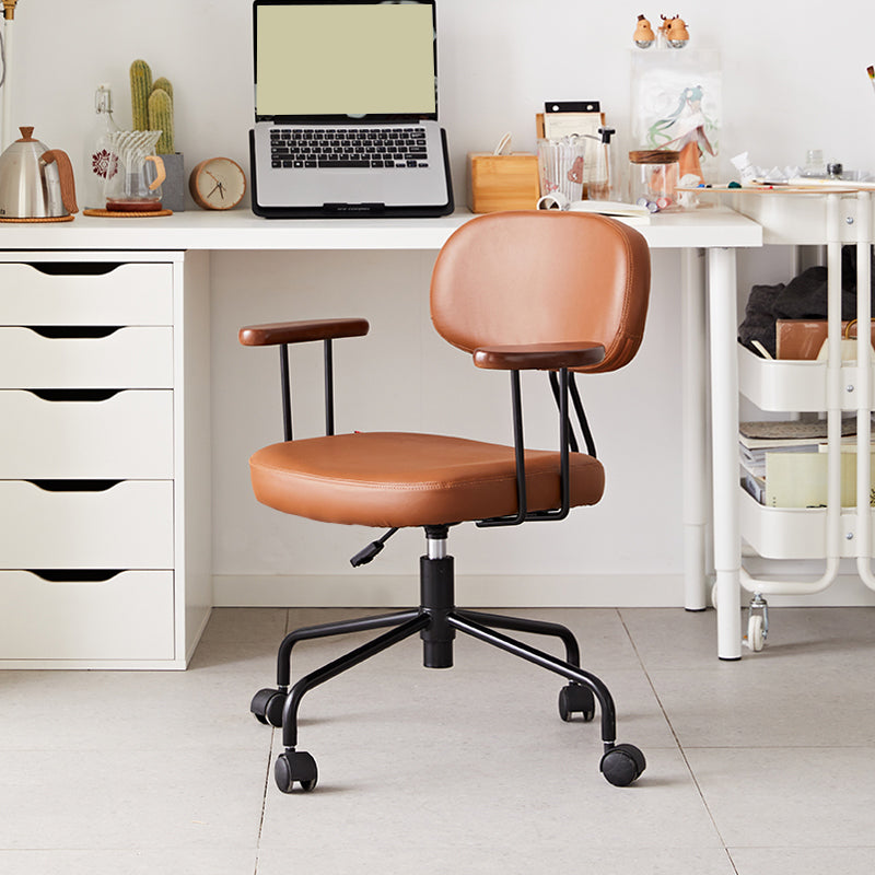 Modernism Fixed Arms Office Chair Desk Chair with Wheels for Home