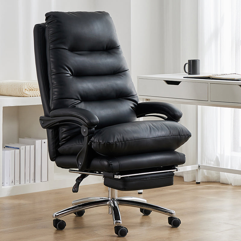 Modern Padded Arms Office Chair No Distressing Leather Ergonomic Slide Chair with Wheels