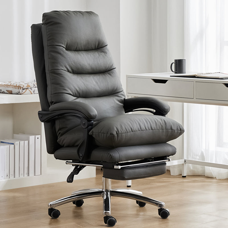 Modern Padded Arms Office Chair No Distressing Leather Ergonomic Slide Chair with Wheels