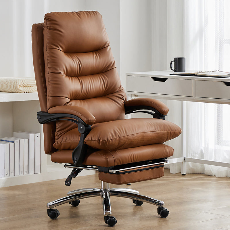 Modern Padded Arms Office Chair No Distressing Leather Ergonomic Slide Chair with Wheels