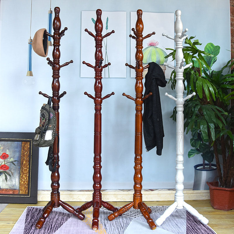 Traditional Entry Hall Tree Ash Solid Wood Coat Rack with Coat Hooks