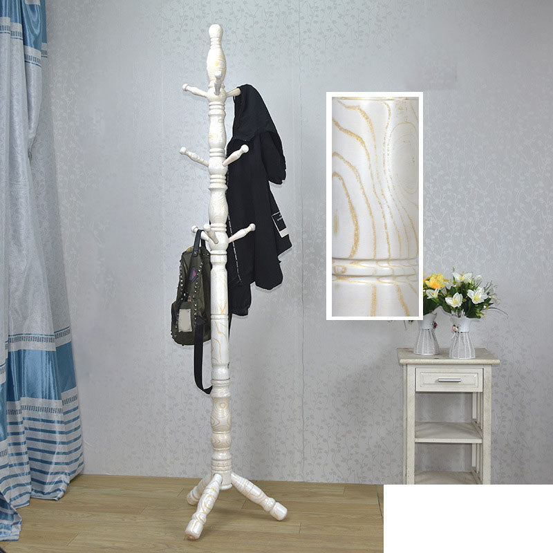 Traditional Entry Hall Tree Ash Solid Wood Coat Rack with Coat Hooks