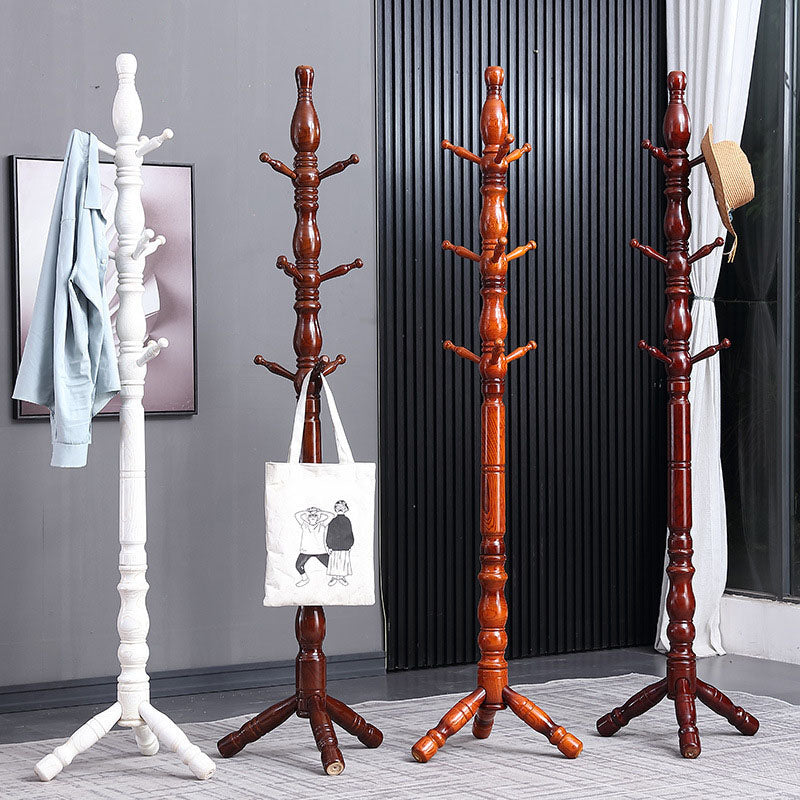 Traditional Entry Hall Tree Ash Solid Wood Coat Rack with Coat Hooks