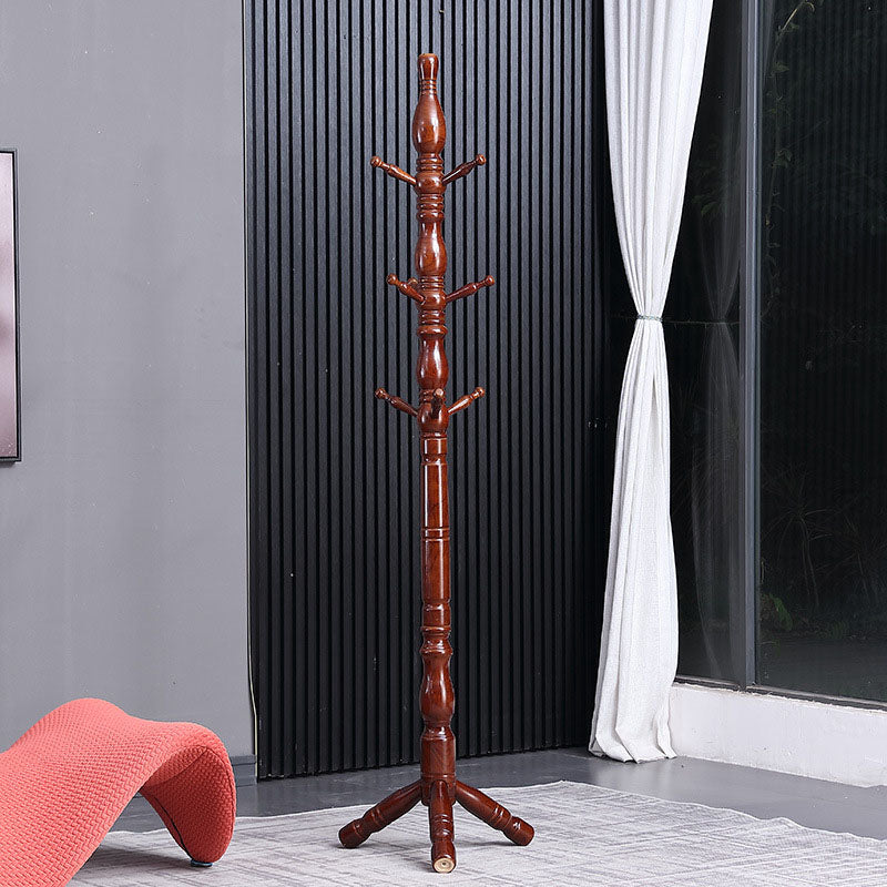 Traditional Entry Hall Tree Ash Solid Wood Coat Rack with Coat Hooks