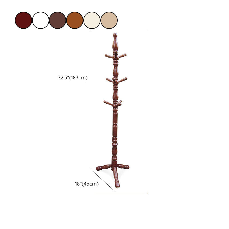 Traditional Entry Hall Tree Ash Solid Wood Coat Rack with Coat Hooks