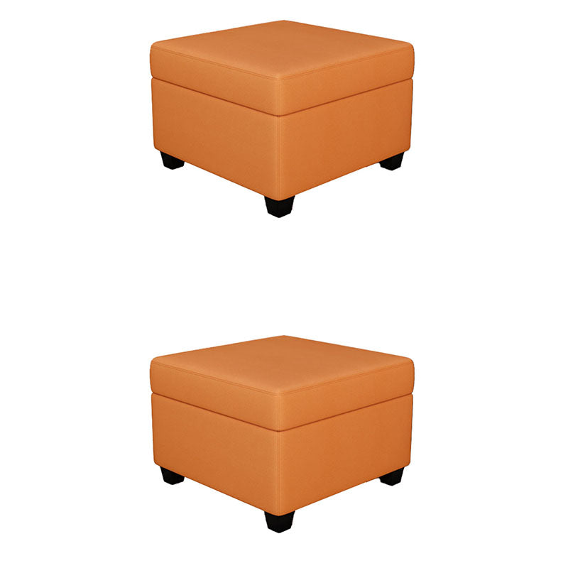 Contemporary Storage Ottomans Square Leather Storage Ottomans with Legs