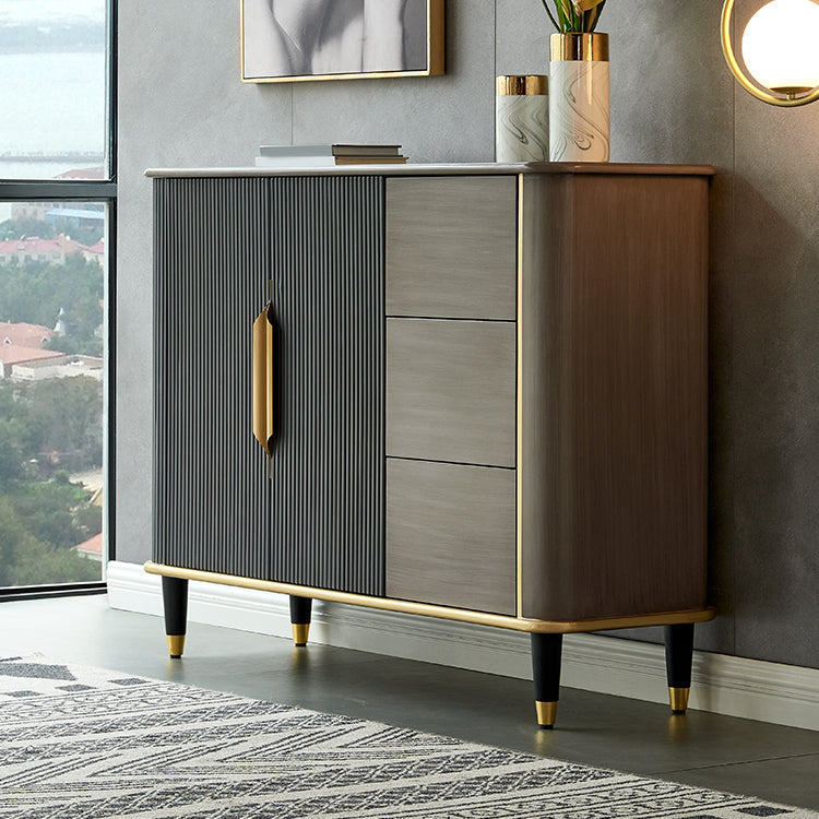 Glam Style Cabinets Buffet Stand Engineered Wood Buffet Sideboard with 3-Drawers