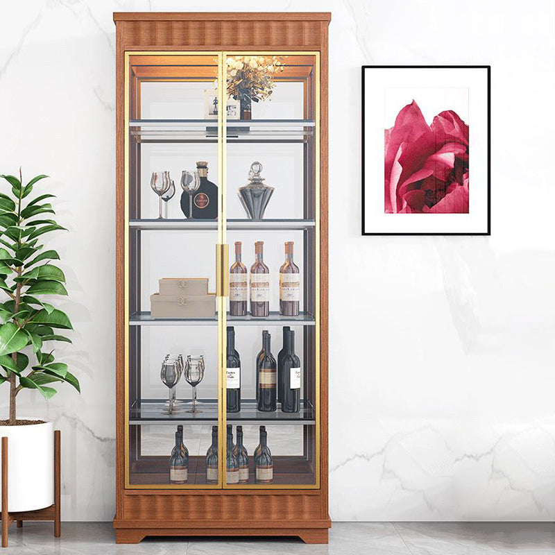 Contemporary Style Solid Wood Floor Wine Bottle Holder with Storage Shelves