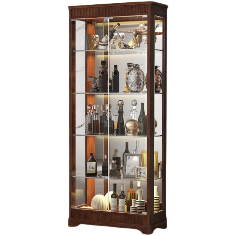 Contemporary Style Solid Wood Floor Wine Bottle Holder with Storage Shelves