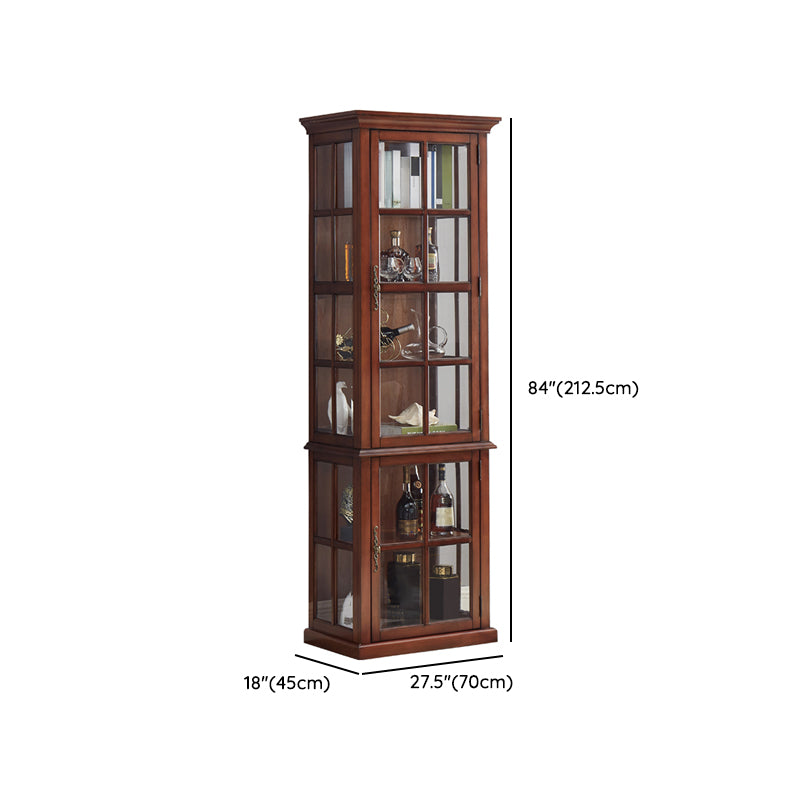 Brown Birch Wood Floor Wine Holder with Storage Shelves for Kitchen