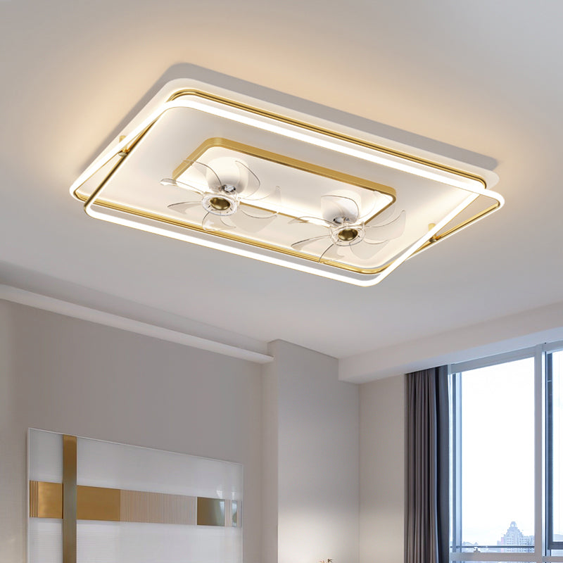 Geometric LED Ceiling Fan Light in Gold Finish Modern Fan Light Ceiling