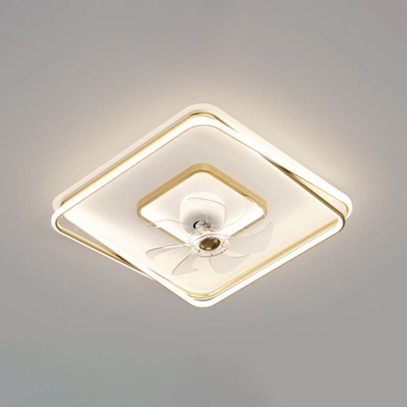 Geometric LED Ceiling Fan Light in Gold Finish Modern Fan Light Ceiling