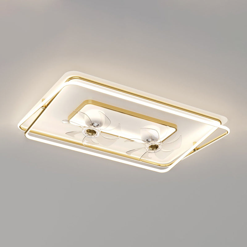 Geometric LED Ceiling Fan Light in Gold Finish Modern Fan Light Ceiling