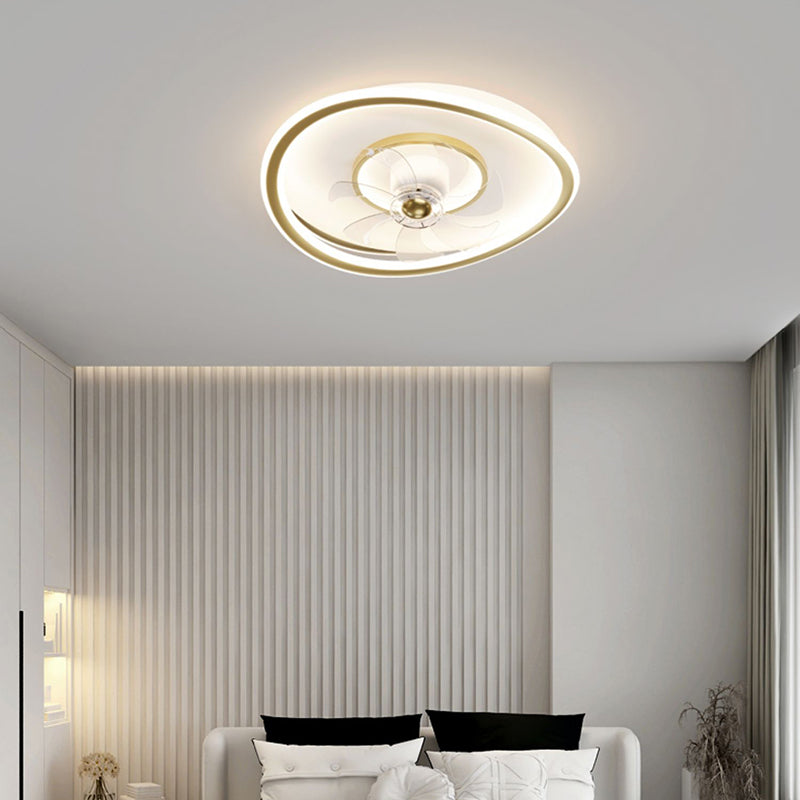 Geometric LED Ceiling Fan Light in Gold Finish Modern Fan Light Ceiling