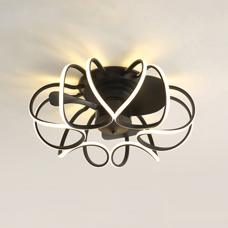 LED Modern Ceiling Fan Light in 3 - Colors Flower Shape Fan Light Ceiling Fixture