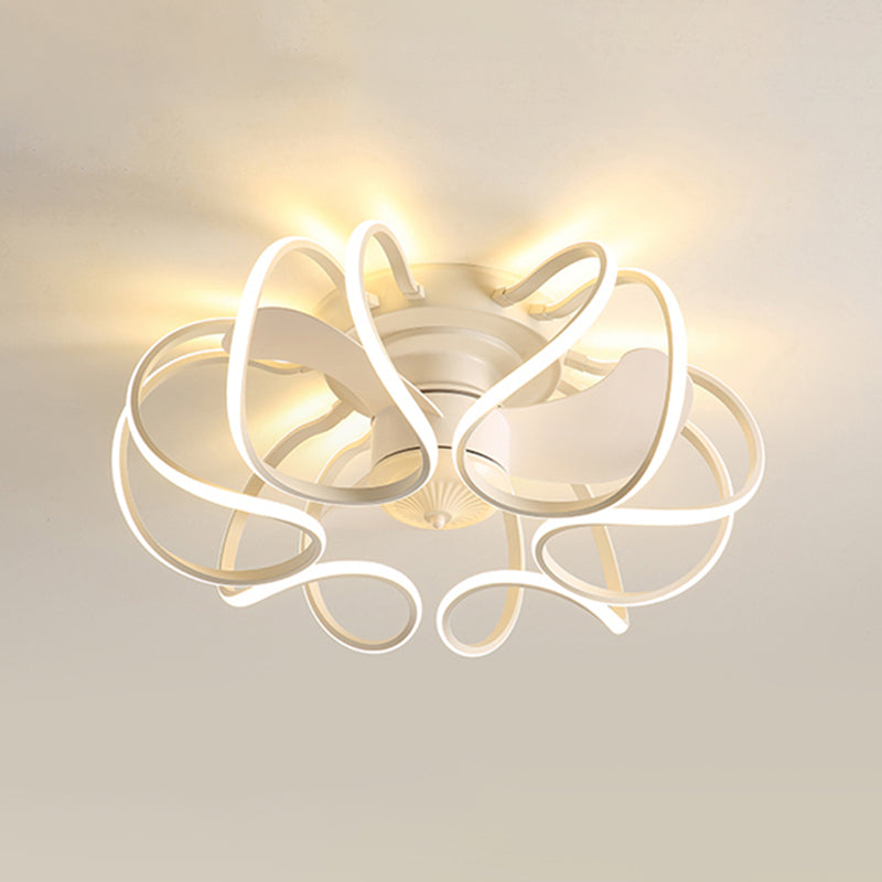 LED Modern Ceiling Fan Light in 3 - Colors Flower Shape Fan Light Ceiling Fixture