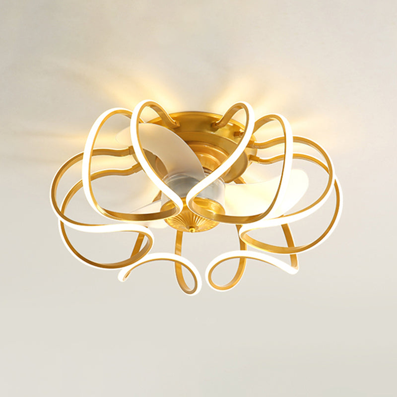 LED Modern Ceiling Fan Light in 3 - Colors Flower Shape Fan Light Ceiling Fixture