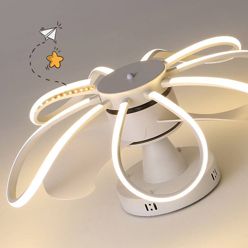 LED Modern Ceiling Fan Light in 3 - Colors Flower Shape Fan Light Ceiling Fixture