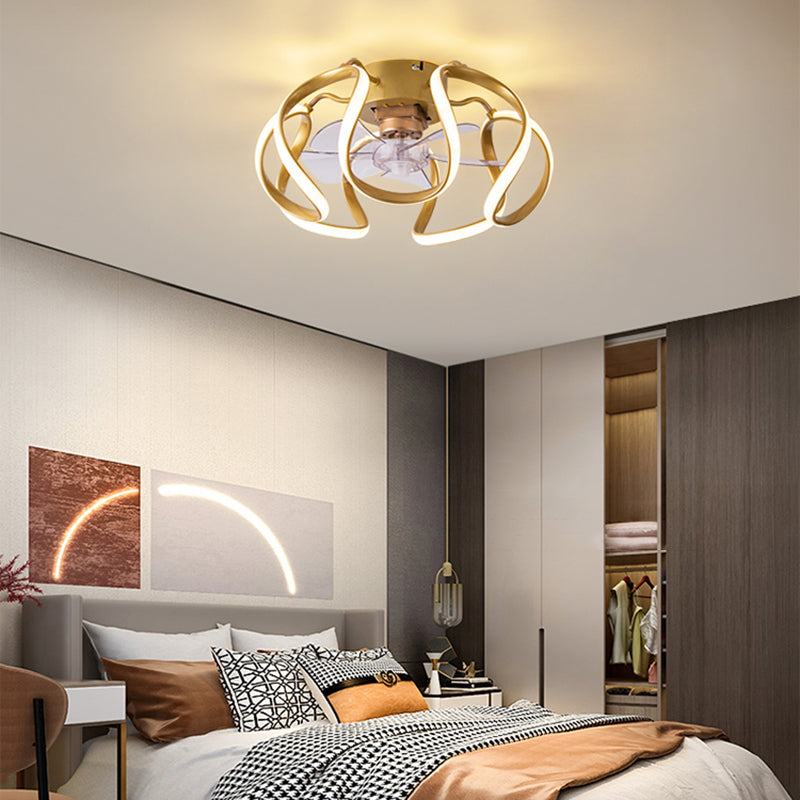 LED Modern Ceiling Fan Light in 3 - Colors Flower Shape Fan Light Ceiling Fixture