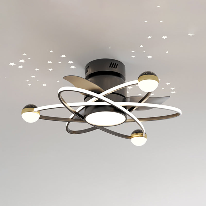 Geometric Shape Metal Ceiling Fans Modern Style Multi-Lights Ceiling Fan Fixture