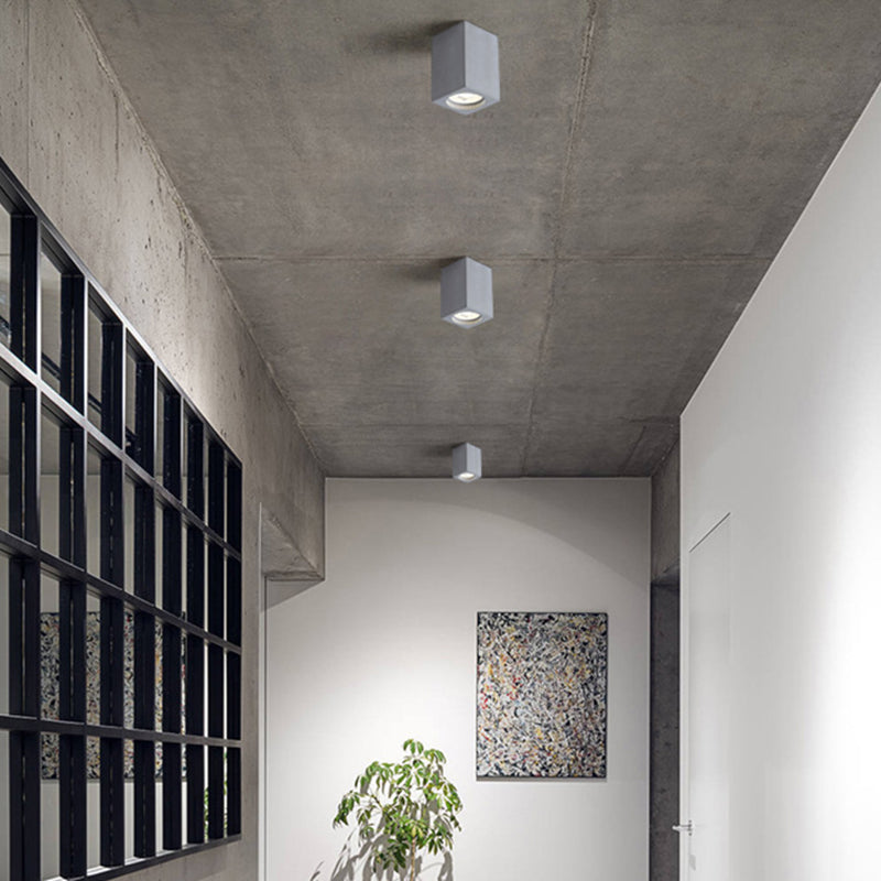 Modern Rectangle Shape Ceiling Light with Cement Shade for Living Room