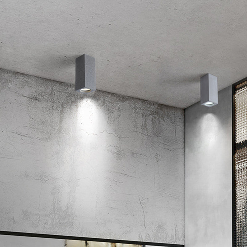 Modern Rectangle Shape Ceiling Light with Cement Shade for Living Room